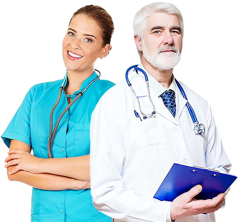 Médecin et infirmière du Centre de Diagnostic Médical Abdat